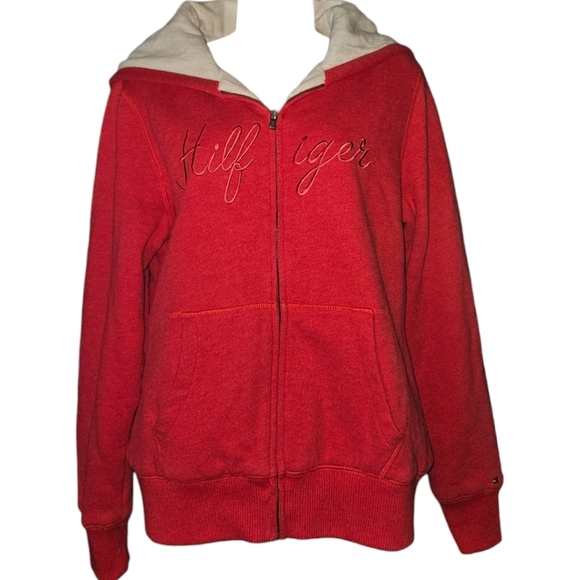 Tommy Hilfiger Fluffy Hooded Long Sleeve Zip Up Sweater - Picture 1 of 4